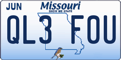 MO license plate QL3F0U