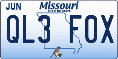 MO license plate QL3F0X