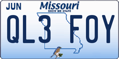 MO license plate QL3F0Y
