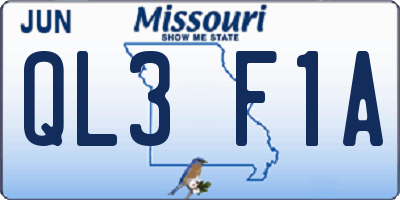 MO license plate QL3F1A