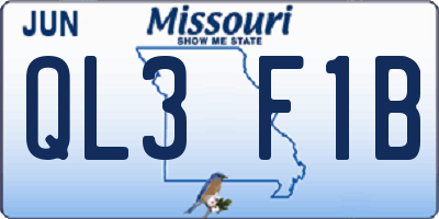 MO license plate QL3F1B
