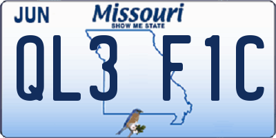 MO license plate QL3F1C