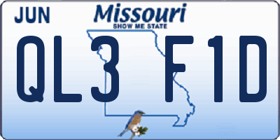 MO license plate QL3F1D