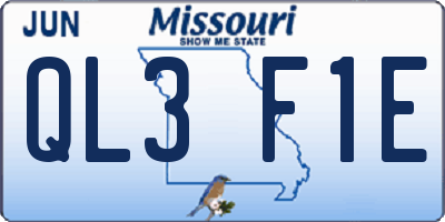 MO license plate QL3F1E