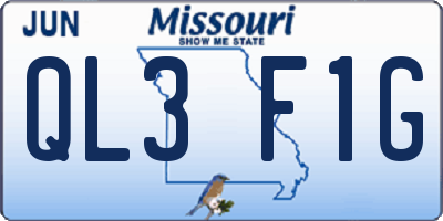 MO license plate QL3F1G