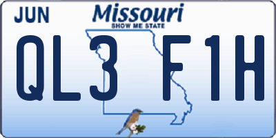 MO license plate QL3F1H