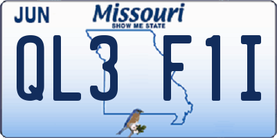 MO license plate QL3F1I