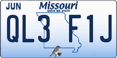 MO license plate QL3F1J