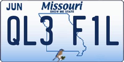 MO license plate QL3F1L