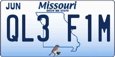 MO license plate QL3F1M