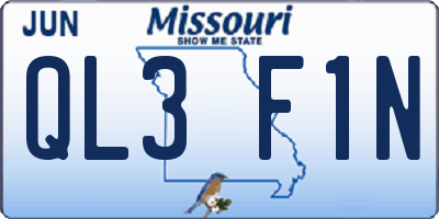 MO license plate QL3F1N