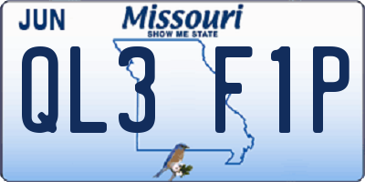 MO license plate QL3F1P