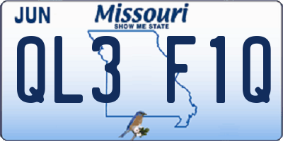 MO license plate QL3F1Q