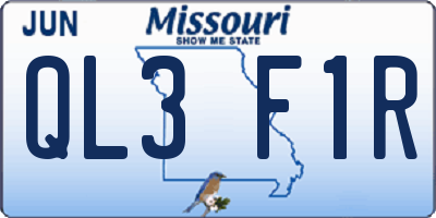 MO license plate QL3F1R