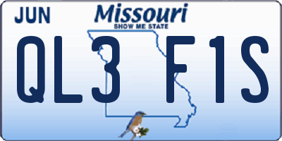 MO license plate QL3F1S