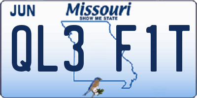 MO license plate QL3F1T