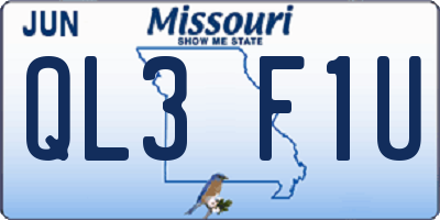 MO license plate QL3F1U