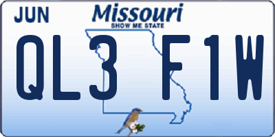 MO license plate QL3F1W