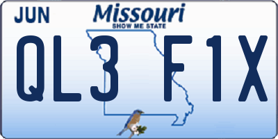 MO license plate QL3F1X