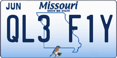 MO license plate QL3F1Y