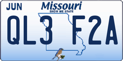 MO license plate QL3F2A