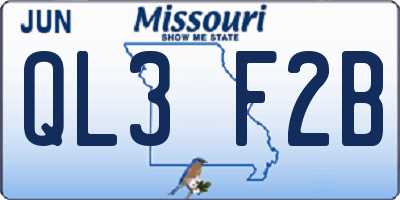 MO license plate QL3F2B