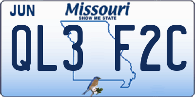 MO license plate QL3F2C