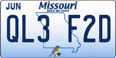 MO license plate QL3F2D