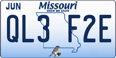 MO license plate QL3F2E