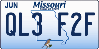 MO license plate QL3F2F