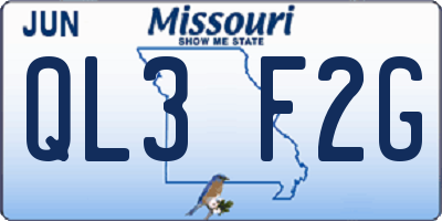 MO license plate QL3F2G