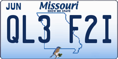 MO license plate QL3F2I