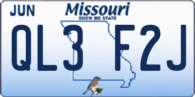 MO license plate QL3F2J