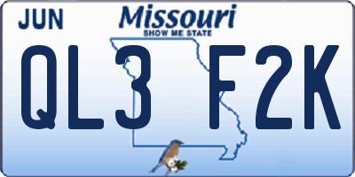 MO license plate QL3F2K
