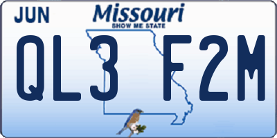 MO license plate QL3F2M
