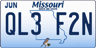 MO license plate QL3F2N