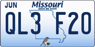 MO license plate QL3F2O