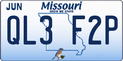 MO license plate QL3F2P