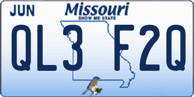 MO license plate QL3F2Q