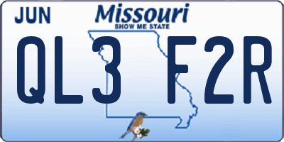 MO license plate QL3F2R