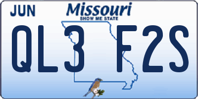 MO license plate QL3F2S