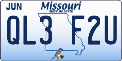 MO license plate QL3F2U