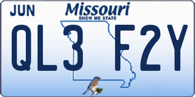 MO license plate QL3F2Y