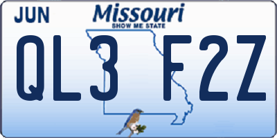 MO license plate QL3F2Z