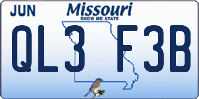 MO license plate QL3F3B