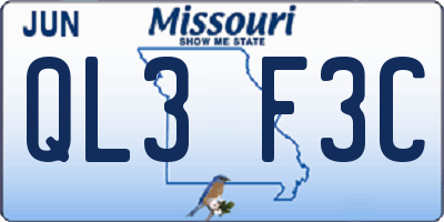 MO license plate QL3F3C