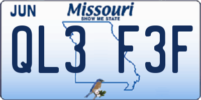 MO license plate QL3F3F