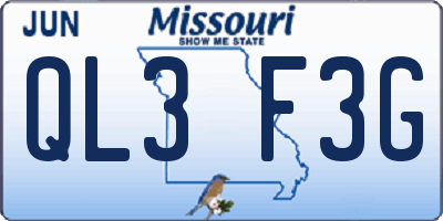 MO license plate QL3F3G