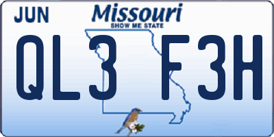 MO license plate QL3F3H