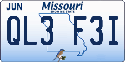 MO license plate QL3F3I